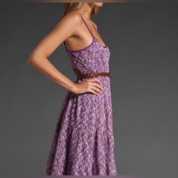 Trina Turk Sleeveless Tiered Serpentine Lace Crochet Fortuna Dress Purple Size 2 - Picture 6 of 6